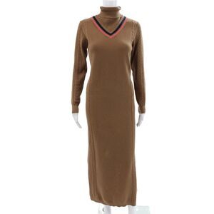 Slate Women Brown Turtleneck Long Sleeve Maxi Sweater Dress Size XS